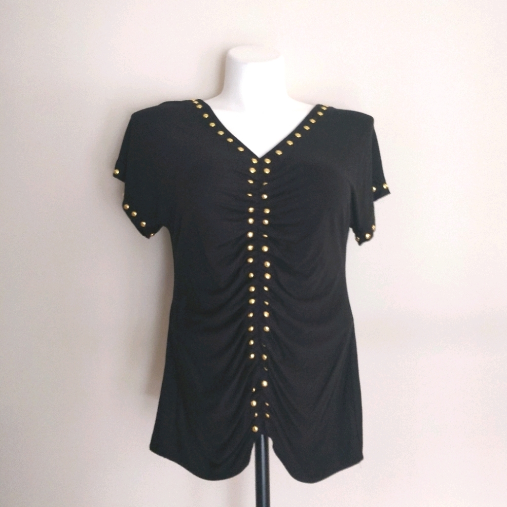 Black Studded Top sz XL
